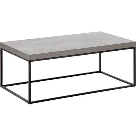 Mesa de centro gris claro negro 100 x 60 cm efecto cemento base de metal Dorris