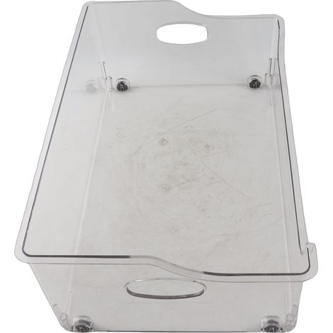 Grand bac de rangement ouvert sur le devant avec roulettes, transparent, amovible et portable, à glisser sous le lit pour ranger des collations et des livres. (1/5)