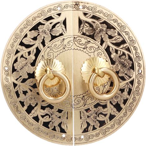 Poignée de porte en laiton à motif de fleurs rondes de 11 cm, pour armoire, placard, salon (1/5)