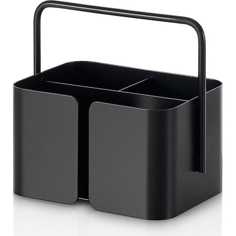 Portaoggetti organizer contenitore in metallo opaco con 3 vani Kogi S - Nero
