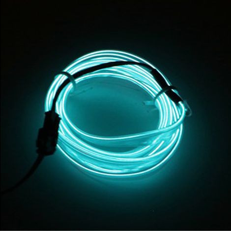 Ruban LED EL voiture bleu glacier 3m flexible lumineux ambiance intérieur auto moto vélo 1 pièce piles AA (1/2)