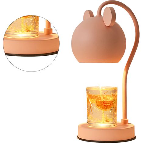 Lampe chauffe-bougie parfumée, réglable et dimmable, en fer, moderne et élégante, rose, pour bureau, prise européenne (1/5)