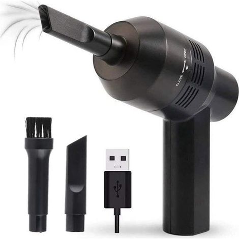 Aspirateur Pour Clavier - 3,5 W - USB Alimenté - Pour Ordinateur Portable Bureau Piano Voiture - Embouts Plats Et Brosses - Noir (1/5)