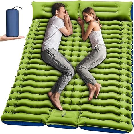 Double Thick Inflatable Camping Mat Mattress for Two People with Foot Pump and Pillow for Hiking, Tent and Outdoor Activities (1/5)