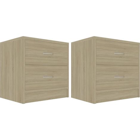 Lot de 2 Tables de Chevet, Tables de nuit, pour Chambre Salon Couloir, Chêne sonoma 40 x 30 x 40 cm Aggloméré OIB4524E (1/5)
