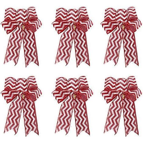 6 große Schleifen, Weihnachtsbaum-Dekoration, Weihnachtsbaumschmuck, Weihnachtskränze, dekoratives Zubehör, Geschenkband, Schleifen, Ornamente (C) (1/4)