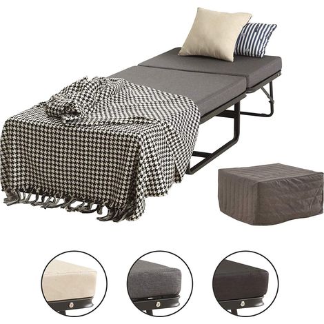 MOG CASA Divan 2 en 1 - Cama de Invitados Estructura metálica Estable y colchón - Gris (1/3)
