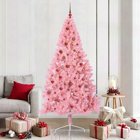 vidaXL Árbol de Navidad Artificial Preiluminado Rosa 210 cm PVC (1/5)