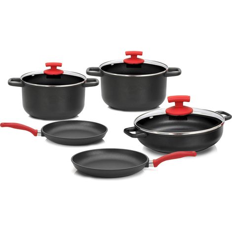 Batteria di Pentole 8 Pezzi in Alluminio Pressofuso Antiaderente Olympia Love