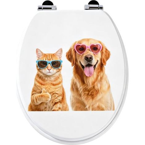 Homseat MDF Toilet Seat with Soft Close function, Cat and dog (1/5)