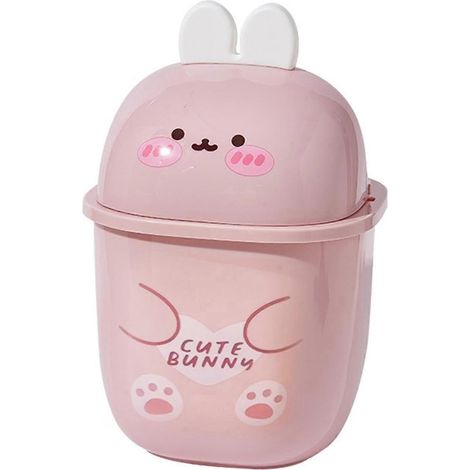 Poubelle de comptoir, corbeille à papier, mini poubelle de bureau avec couvercle rabattable, idéale pour la salle de bain ou la maison.-Pink