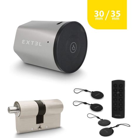 Extel Lock Smart Lock Set + Zylinder 30/35 mm + Funk-Tastatur + 2 zusätzliche Schlüsselkarten