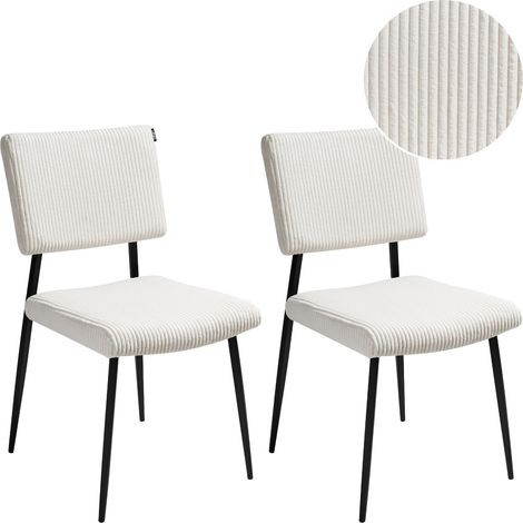 Conjunto de 2 sillas de comedor patas de hierro tapicería de pana blanco crema Sturgis (1/5)
