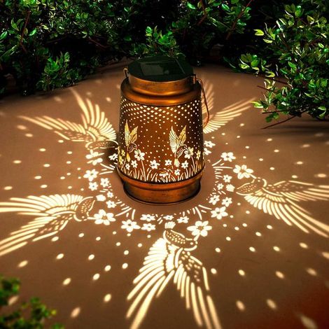 Lanterna solare da giardino, lampada solare da esterno, lanterna in metallo da appendere, lampada solare impermeabile, decorazione da giardino per colibrì per giardino e terrazzo (1/5)