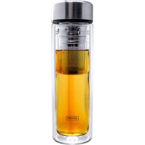 Nerthus Filtro FIH 664 350 ML, isolato con doppia parete, bottiglia con infusore, fiaschetta, tazza da viaggio, teiera, 0,35 L, vetro (1/5)