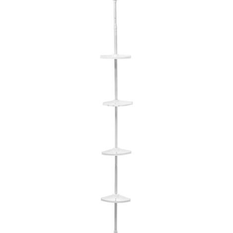 Étagère de Douche d'Angle "Télescopique" 180-240cm Blanc (1/5)