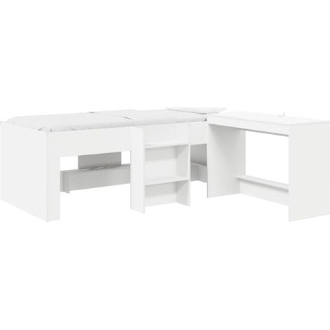 Cama alta para niños con escritorio Blanco 98.5 x 200 cm vidaXL