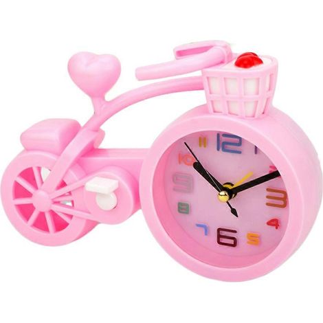 Réveil de bureau créatif en forme de moto, rose, un excellent cadeau pour la rentrée scolaire. (1/4)