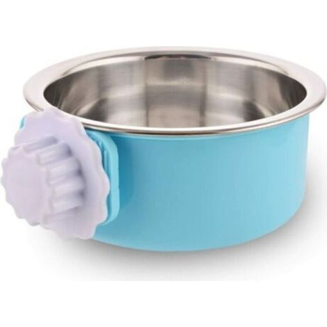 Caisse Chien Bol Amovible en Acier Inoxydable Gamelle à Suspendre pour Animal Domestique Cage Petit Bol d'eau Feeder Nourriture pour Chiens Chats Lapins Birdsgreen Pet Supplies Petit Bleu avec fleur v