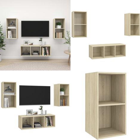 Set Porta TV 3 pz Rovere Sonoma in Truciolato - Armadio tv - Mobile tv