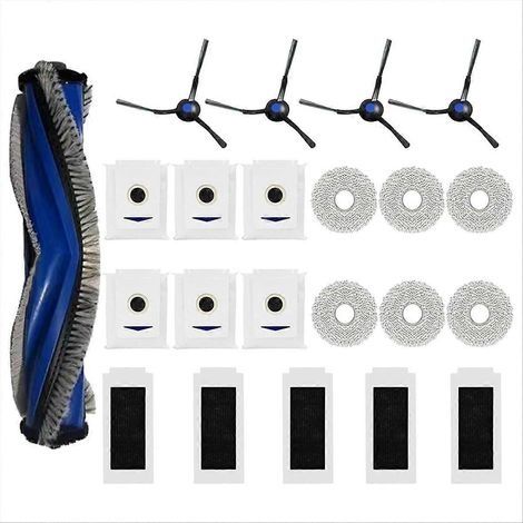 Accessoires pour balai serpillière ECOVACS DEEBOT T30 PRO Omni : brosse latérale principale, filtre HEPA, sacs à poussière et lingettes. (1/5)