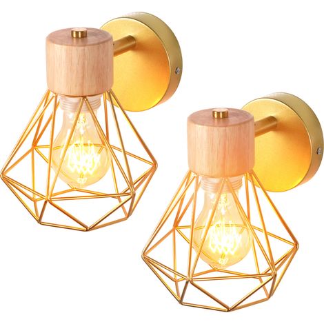 2PCS Apliques De Pared Retro Moderna Lámpara De Pared Interior Aplique De Pared De Metal, 15CM Ángulo Ajustable Oro Para Bar Dormitorio E27