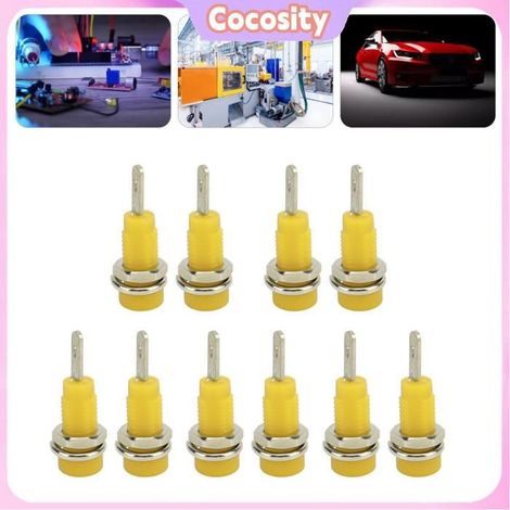 Cocosity Prise banane 2mm 10Pcs J.40003 2mm Banana Jack Panel Socket Extended Post Plug Adapter For auto sonde Bleu Jaune (1/5)