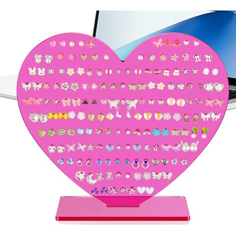 Cœur porte-boucles Support acrylique pour bijoux d'oreilles Organisateur de poussettes Pour Femmes, Filles, Dames, Mères, Épouses, Chambre, Coiffeuse, Maison, Boutique, Salon (1/5)
