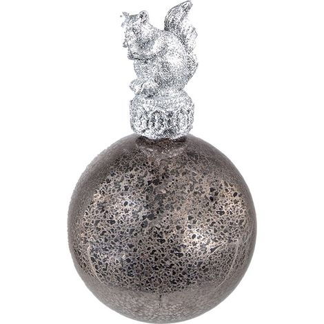 Boule de Noël en Verre Argenté avec Écureuil Décoration Suspendue pour Sapin 7 cm - PANGIVO (1/2)