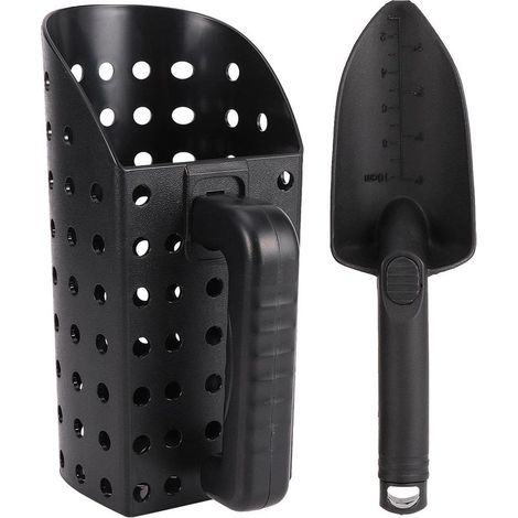(noir, taille : 2 pièces)Pelle à sable et pelle - Accessoires de détection de métaux - Pelle à trésor - Outil à main - Pelle à sable professionnelle (1/5)