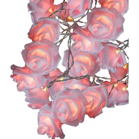 1 Guirlande lumineuse LED, rotin artificiel vert, rose et feuillage, décoration Noël, mariage, salon, jardin (1/5)