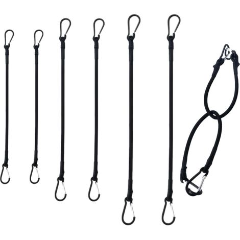 Spanngummis mit Haken, 6er Set, 8mm dick, 100% Latex, robust, für Gepäck & Camping