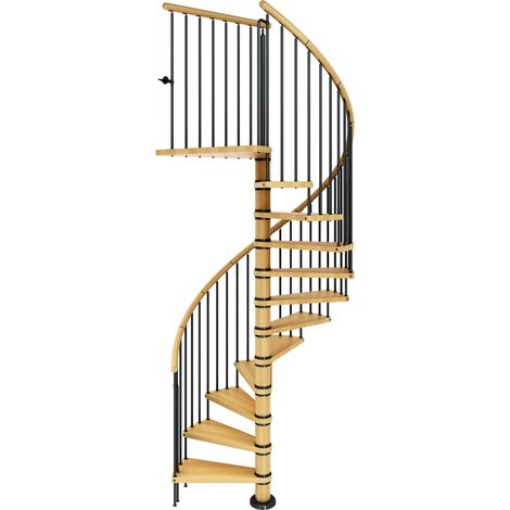 Dolle Spindeltreppe Winnipeg 246-270cm Geschosshöhe 11 Stufen Ø140cm Buche geölt (1/2)