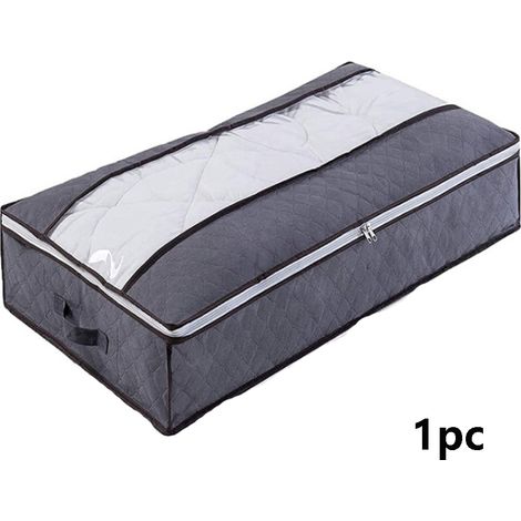 Sac de Rangement sous Lit, Rangement sous Lit Grande Non-Tisse Pliable, Sacs de Rangement pour Couette Édredons Couvertures Oreillers Jouets Vêtements (100x 50 x 18 cm), Gris Lot de 1 (1/5)