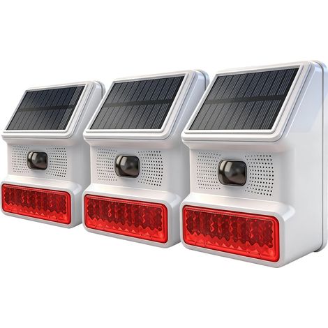 Alarma con detección de movimiento PIR, resistente al agua IP65, alimentada por energía solar, 3 unidades. (1/2)