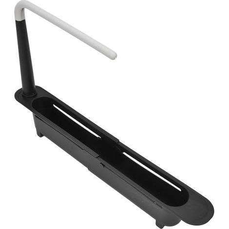 1 Support De Rangement Télescopique, Organisateur Réglable 32-45cm, Évier Cuisine, Matériau PP Noir (1/4)