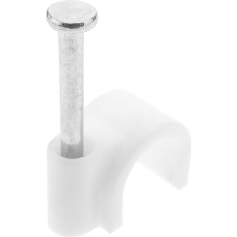 BeMatik - Clips pour pour câble rond 8 mm lot de 10 unités de pince à ongles blanc (1/5)