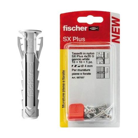 TASSELLO NYLON SX PLUS G K SELF FISCHER - GANCIO QUADRO OTTONATO SX 4X20 GK CF=PZ 10- 10 confezioni