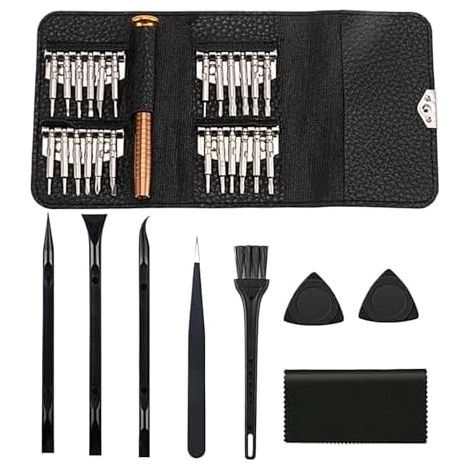 Kit de tournevis montre,Kit pour lunettes,Kit d'outils réparation lunettes 25 en 1 Outils précision portables PC, lunettes, ordinateur, électronique, montres - (1/5)