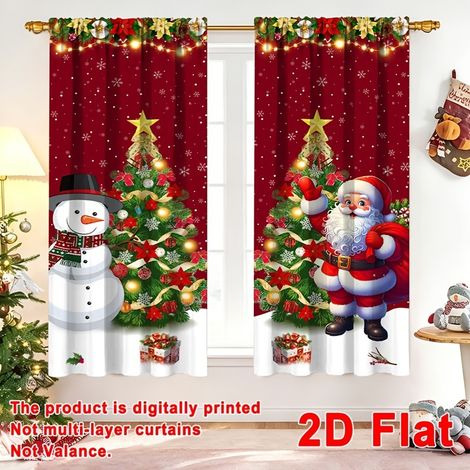 Rideaux de Noël très populaires, décorations Père Noël, rideaux festifs - Style 8 - 100x160cm (2 pièces envoyées)