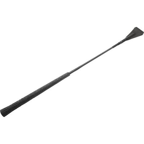 Noir - Fouet en nylon brillant avec pointe large et manche en caoutchouc longueur 65 cm