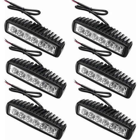6 x 18W LED de travail 12V 24V offroad projecteur pour tracteur, excavatrice, Projecteurs, IP67 - Noir (1/4)