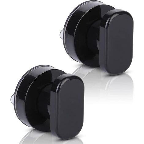 Lot de 2 Poignée de Porte à Ventouse,Poignée Ventouse Baie Vitrée Poignées avec Forte Ventouse,Poignee de Porte Ventouse pour Verre de Salle de, Noir (1/4)
