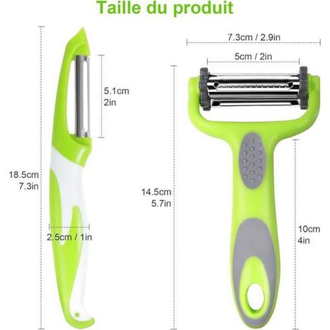 Eplucheur Légumes Universel Econome Legumes 3 en 1 Multifonction Tranchant Denté Eplucheur Pomme de Terre éplucheur pour (1/5)