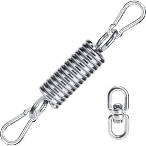 Crochet ressort hamac acier inoxydable - Acier inoxydable 304 Anneau rotatif 360° - Balancoire et extérieur - Lot de 3 avec anneau (1/4)