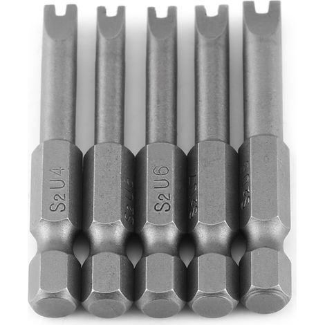 Embouts De Tournevis En Forme De U - Acier Allié S2 - Tige Hexagonale 1/4 Pouces - Pour Tournevis Électriques Et Manuels - 5 Pièces (1/5)