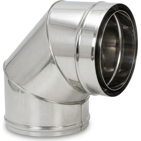 Maka Curva 90° Canna Fumaria Doppia Parete Aria Inox Inox Ø 200 mm (esterno 250) (1/5)