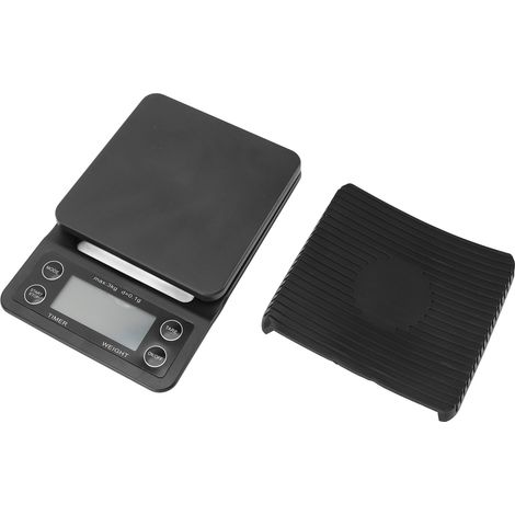 Bilancia digitale per caffè con timer, tappetino in silicone impermeabile, funzione tara di alta precisione per alimenti da cucina. (1/5)