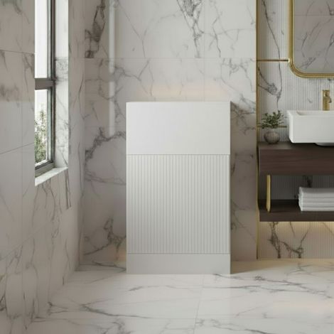 Hudson Reed Fluted WC Unit 500mm Wide - Satin White (1/3)