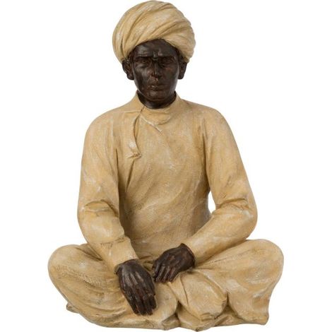 Statue Déco en Résine "Indien Assis" 33cm Beige (1/2)